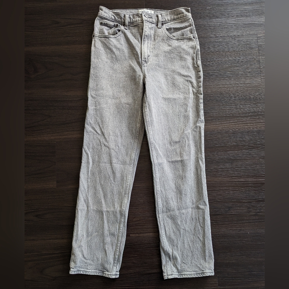 A&F 90s Straight Ultra High Rise Jeans Gray 27 Grunge Emo Goth Alt